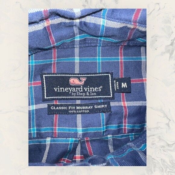 Vineyard Vines Murray Shirt Blue Red Long Sleeve Button Down Men’s Size Medium - Picture 5 of 6